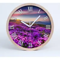 Tulup Holzuhr 25fi cm wanduhr - weiße Spitzen - Blumen in den Bergen