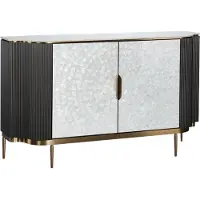 FURNLUX Anrichte Stilig Dunkelgrau 150cm / Hauptfarbe: Weiß / Abmessungen: 150 x 88 x 40 cm