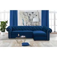Generisch Dunkelblau Ecksofa L-form Farbe Kronos 9 Chesterfield Glamourös Wohnzimmer Ecksofa mit schlaffunktion