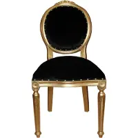 Casa Padrino Barock Medaillon Luxus Esszimmer Stuhl ohne Armlehnen in Schwarz / Gold - Interior