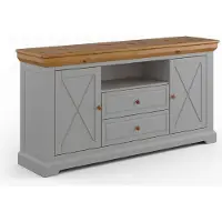 Feldmann-Wohnen Kommode Marone Elite Sideboard Massivholz geölt Ausführung wählbar,166cm,grau / Kiefer Natur