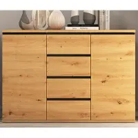 Feldmann-Wohnen Kommode Naxos Sideboard 121x40x86cm artisan eiche schwarz matt
