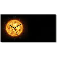 Tulup Wanduhr aus Glas – 60x30 cm - Glasbild - Glasuhr - Gehärtetes Glas - schwarze-zeiger - Sonne