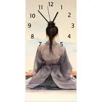 Wallario Design Wanduhr Morgenstille aus Echtglas, Größe 30 x 60 cm