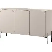 Lomadox Wohnzimmer-Sideboard mit 154 cm Breite in Beige matt, 3 Türen, 2 Schubladen, Metallfüße - SPLIT-141