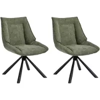 Duhome Esszimmerstuhl 2er Set Küchenstuhl 180° drehbar Stuhl aus Chenille-Stoff und Metallgestell Loungestuhl mit Rückstellfunktion, Grün