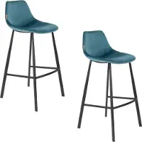 Dutchbone Franky Barhocker mit Rückenlehne 80 cm Blau - 2 er Set