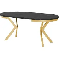 Mirjan 24 Tisch Edder 100, Esszimmer Tisch, Beine aus Stahl (Farbe: Schwarz / Eiche Craft Gold)