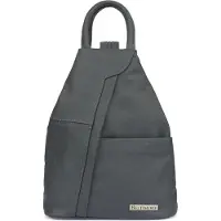 Beltimore Damen Rucksack q60 Grau, klein, nicht A4-groß, 30x24x12 cm, 5 Taschen, verstellbare Schultergurte