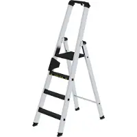 Günzburger Steigtechnik Stufen-Stehleiter 250 kg einseitig begehbar mit clip-step R13 4 Stufen - 042704