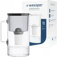 Wessper Gläserne Filterkanne 3,3 l Schwarz + 1X Filter Aquaclassic NTM-235FZ