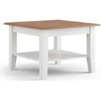 Lomadox Couchtisch, Massivholz in weiß mit Eiche Optik BORMIO-163
