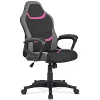Autronic Büro- und Spielstühle, rosa, grau und schwarzer Stoffabdeckung, Schaukelmechanismus - Ka -L611 Pink Action