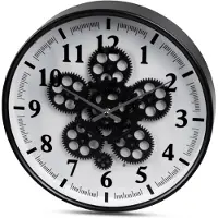 Formano Moderne Wanduhr mit Beweglichen Zahnrädern 36 cm Metall Clock