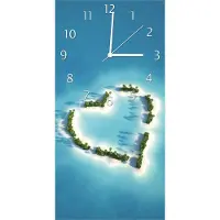 Wallario Design Wanduhr bedruckt, Größe 30 x 60 cm, Motiv: Insel mit Herz