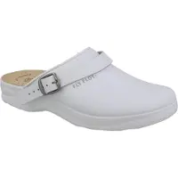 Fly Flot Damen Hausschuhe Leder Clogs Fersenriemen flach 320631 , Größe:42 EU, Farbe:Weiß