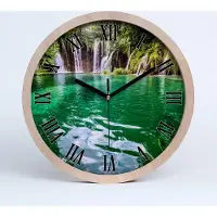 Tulup Holzuhr 25fi cm wanduhr - schwarze Spitzen - See plitvice