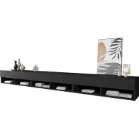 Mirjan 24 TV-Lowboard A300, TV-Tisch mit 3 Klappe, Stehend / Hängend, Wohnzimmer TV-Scharnk (Farbe: Schwarzer Graphit, ohne Beleuchtung)