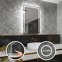 Alasta Rechteckiger LED-Spiegel 50x100 cm für Badezimmer, Schlafzimmer und Wohnzimmer