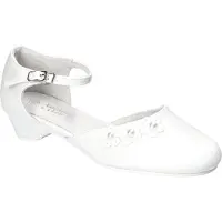 American Club , KOM60, Kommunionschuhe, Formale Schuhe, Elegante Schuhe für Mädchen, Ledereinsatz, Niedlicher Kommunion-Festschuh, Weiß 36