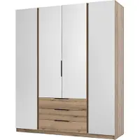 Masseno Drehtürenschrank CAGLIARI 200 cm Kleiderschrank Schlafzimmer Schrank 4-türig mit Spiegel Goldfarben