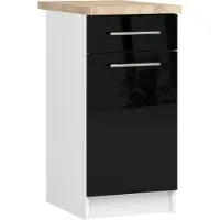 Akord Küchenschrank OLIWIA S40 Weiß 40 cm Schwarz Hochglanz B40xH85xT46 cm