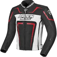 Arlen Ness Motegi Motorrad Lederjacke, schwarz/weiß/rot, 48