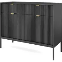 Masseno Kommode STELLARE 104 cm Sideboard mit 2 Schubladen und 2 Türen für Wohnzimmer Schlafzimmer Modern 104x39x83 cm Schwarz / Schwarz