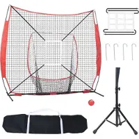 StarTech.com 244 x 106 x 211 cm Baseball-Softball-Trainingsnetz - Tragbares Baseballnetz - Schlagen, Fangen, Pitchen - Backstop-Ausrüstung - Bogenrahmen - Tragetasche - Schlagzone - Roter Ball.
