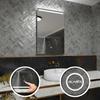 Alasta Rechteckiger LED-Spiegel 80x100 cm für Schlafzimmer, Badezimmer und Wohnzimmer