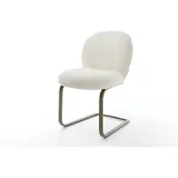 DELIFE Freischwinger Nube-Flex Bouclé Weiß Freischwinger flach Effektfinish Titan Taschenfederkern