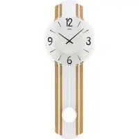 AMS W7232 Pendelwanduhr mit Eichenholzgehäuse und Silber-Applikation
