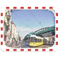 DANCOP Verkehrsspiegel H800xB1000mm Kunststoff,rot/weiß 27m