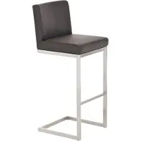 CLP Barhocker mit Lehne Paros, Freischwinger Barstuhl mit Kunstlederbezug, Gestell aus Edelstahl, Tresenstuhl bis 240 kg belastbar, Farbe: braun