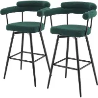 ML-Design BARHOCKER 2er Set drehbar Dunkelgrün mit Teddy-Stoff 76 cm hoch