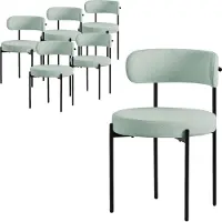 ML-Design Esszimmerstühle 6er Set, Küchenstuhl, aus Teddystoff Grün, Wohnzimmerstuhl mit Rückenlehne, Polsterstühle mit Metallbeinen, Loungesessel