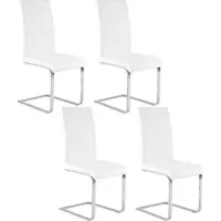 Woltu Esszimmerstühle 4er Set, Polsterstuhl, Kunstleder, Weiß