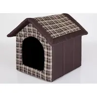 TexCorp Doggy Hundehütte Hundehöhle Hundebett Hundehaus Katzenhöhle mittle L - 52x46 cm braun kariert