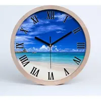 Tulup Holzuhr 25fi cm wanduhr - schwarze Spitzen - tropischer Strand