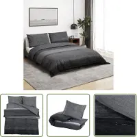 The Living Store Bettwäsche-Set Dunkelgrau 220x240 cm Baumwolle