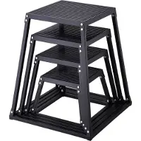 Vevor 4-teilige Plyometrische Sprungboxen, 305/458/609/762 mm Plyometric Box Schwarz, Rutschfestes Fitness-Übungs-Step-Up-Box-Set für Heim-Fitness-Training, Konditions-Krafttraining, Jump Training