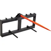 Vevor Frontladerzinken 725kg Tragfähigkeit Ballenzinken Ballenspieß Ballentransportgabel mit einem Spieß & zwei stabilisierenden Spießen Schwerlastzinken kompatibel mit Kompaktladern & Traktoren