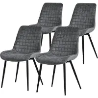 ML-Design Esszimmerstühle 4er Set, Anthrazit, Sitzfläche aus Samt mit schwarzen Metallbeinen, Küchenstühle mit Rückenlehne