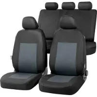 Walser, Robert Auto-Sitzbezug Sandray Komplettset, Universal PKW-Sitzbezüge 4-teilig, Auto-Schonbezüge, 2 Vordersitzbezüge, 1 Rücksitzbezug grau-schwarz