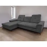 Generisch Ecksofa BRITTA L - Wohnlandschaft Polstersofa Polstercouch - LINKE SEITE (Dunkelgrau - MIL 17716)