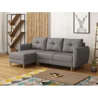 Mirjan 24 Ecksofa Manstad, Eckcouch mit Bettkasten und Schlaffunktion, L-Form Ecke, Wohnzimmer Schlafsofa (Lux 05)