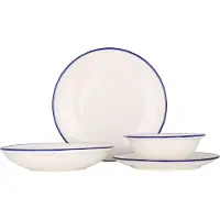 RINART Geschirrset (Medium) - Blue Edge - 24 teilig - 6 Personen - Porzellan