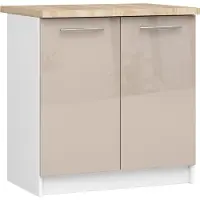 Akord Küchenschrank OLIWIA S80 Weiß 80 cm Cappuccino Glanz B80 x H85 x T46 cm