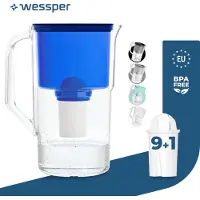 Wessper D1 SOLID Wasserfilterkanne 2,8 L Blau mit 10x aquaclassic Filter