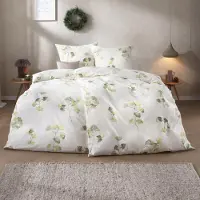 Estella Samt + Seide Flanell Bettwäsche 135x200 Velturno grün Gingko 5471-530